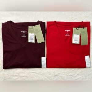 Goodfellow & Co Mens 2-Pack Pomegranate & Red V-Neck Short Sleeve T-Shirts M NEW